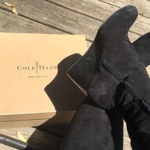 Come Haan black suede wedge boots